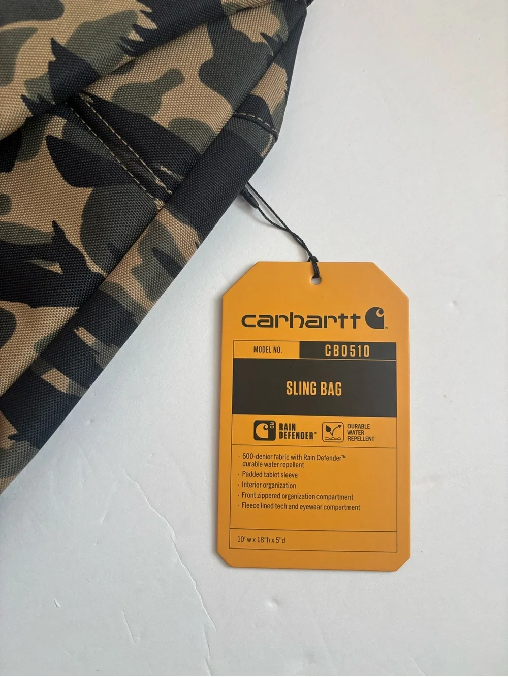 Carhartt Durable Sling Bag Blind Duck Camo Crossbody Backpack Waterproof Travel